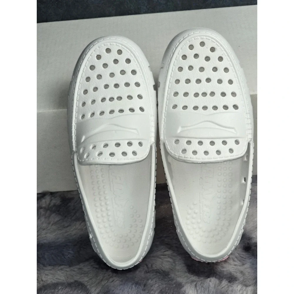 Floafers Posh Penny Loafers White Pink Waterproof EVA Shoes Kids Size 12